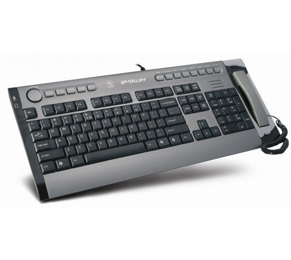 A4Tech KIP-800 IP-Talky Voice over IP Tastatur mit Hörer (USB Internet Phone), Lautstärkeregler, Multimedia- und Internet-Schnelltasten); deutsches Tastatur Layout