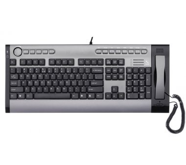 A4Tech KIP-800 IP-Talky Voice over IP Keyboard + Handset (USB Internet Phone), Volume Control, Multimedia- and Internet-Button); German keyboard layout
