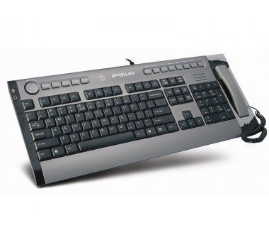 A4Tech KIP-800 IP-Talky Voice over IP Tastatur mit Hörer (USB Internet Phone), Lautstärkeregler, Multimedia- und Internet-Schnelltasten); deutsches Tastatur Layout