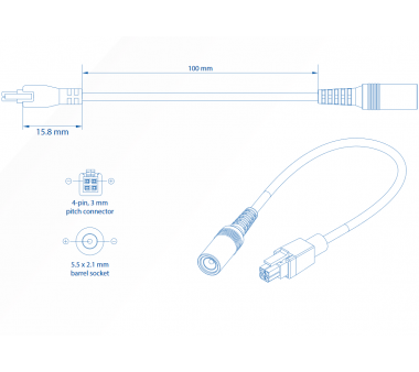 Teltonika 4-pin to barrel socket adapter