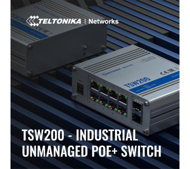 Teltonika TSW200 8 Port PoE+ unmanaged Industrie Gigabit...