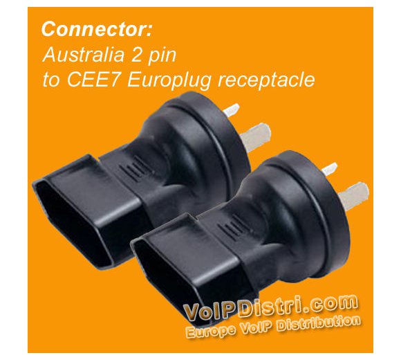 2x Adapter: Australia 2 pin to flat EURO Socket, CEE7 Europlug receptacle