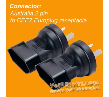 2x Adapter: Australia 2 pin to flat EURO Socket, CEE7...