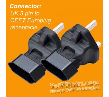 2x Adapter: UK 3 pin to flat EURO Socket, CEE7 Europlug...