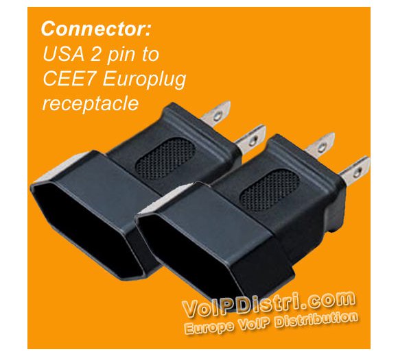 2x Adapter: USA 2 pin to flat EURO Socket, CEE7 Europlug receptacle