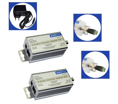 Wantec 2wIP Set network + PoE power via 2-wire cable...