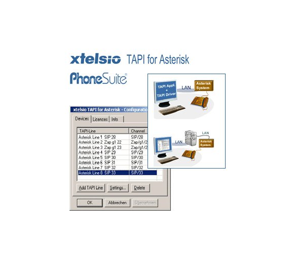 xtelsio TAPI for Asterisk (License for 10 TAPI devices)