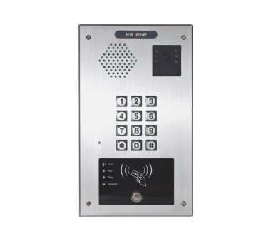 ESCENE IV720RT-01 SIP intercom (1 button + video + RFID + metal keypad), front plate brushed aluminium (On-Wall mounting)