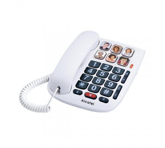Alcatel Temporis TMAX 10 senior phone with large picture buttons and HAC (Hearing Aid Compatible), color white