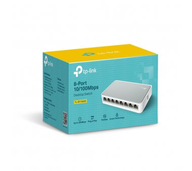 TP-Link TL-SF1008D 8 Port 10/100Mbps Desktop Switch (lüfterlose Bauweise, einfache Plug und Play, energiesparrend)