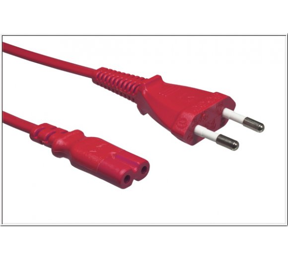 Plug-double slot jack to Europlug flat (Length 1.80m), red