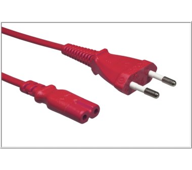 Plug-double slot jack to Europlug flat (Length 1.80m), red