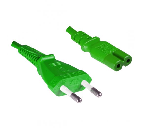 Plug-double slot jack to Europlug flat (Length 1.80m), green