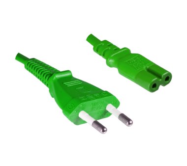 Plug-double slot jack to Europlug flat (Length 1.80m), green