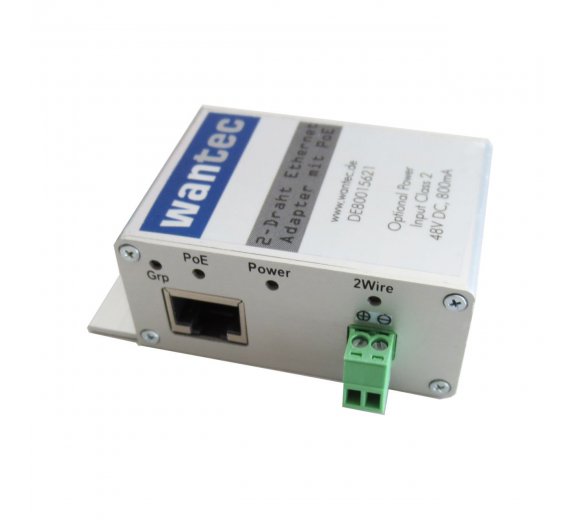 Wantec 2wIP C-Serie Micro 2-Draht Ethernet Adapter mit PoE / Schraubklemmen (5632)