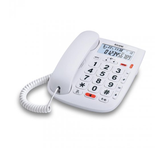 Alcatel TMAX 20 Analog Seniors Phone with large buttons & characters, visual ringing, color white