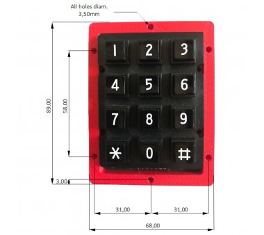 Tema AA-697/KP 12-Tasten-Kunststofftastatur (für Innenräume)