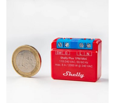 Shelly Plus 1PM Mini WiFi & Bluetooth based Flush mount Relay & Power Monitoring with 1 channel 8A