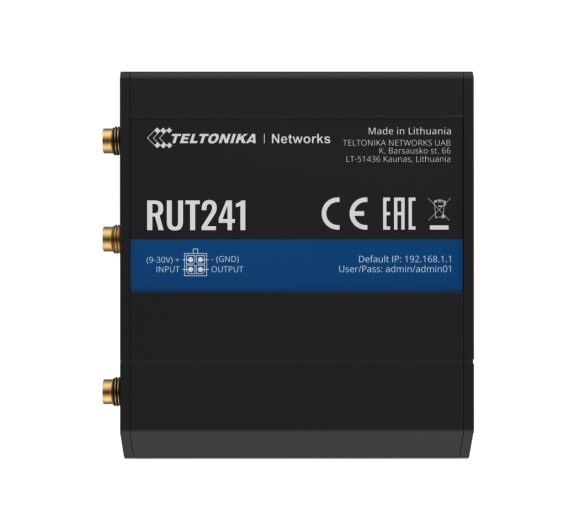 Teltonika RUT241 - CAT4 Industrial Cellular LTE Router, WLAN, OpenVPN, DynDNS, Passive PoE (EU-Version)