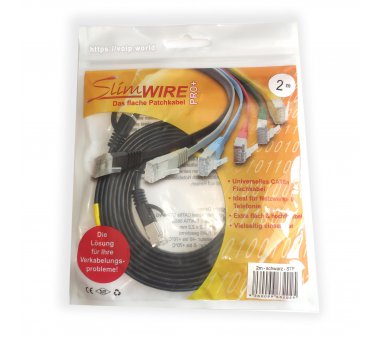 2m SlimWire Pro+ STP 10GbE patch cable (shielded!) - black