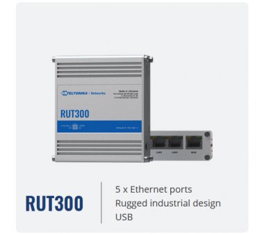 Teltonika RUT300 Industrial Ethernet Router  for...