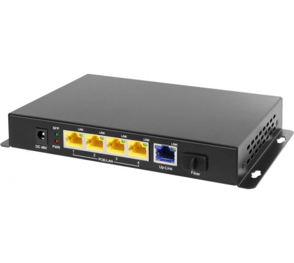 Tiptel SP1005 72W (INT) PoE+ Gigabit Switch + SFP Glasfaser Port (4 Port IEEE 802af/at aktiv PoE)