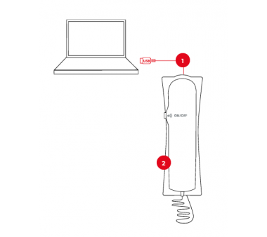 Plathosys CT 460 PRO VC USB telephone with volume up/down button (white) - Recommended for telemedicine, eMedicine and clinic rounds