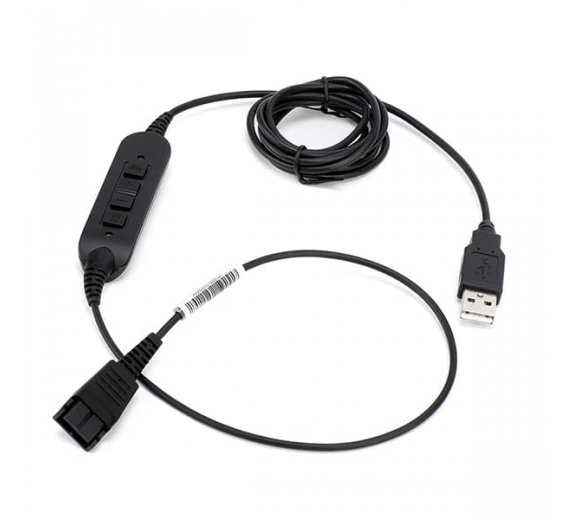 VT QD-USB Plug(02) Headset Convertor USB Adapter cable with button to answer / disconnect phone call, mute, volume settings