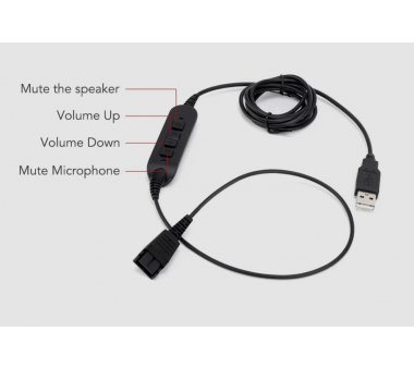 VT QD-USB Plug(02) USB-Adapterkabel mit Taste zum Annehmen / Beenden des Telefonats, Stummschaltung, Lautstärkeeinstellungen