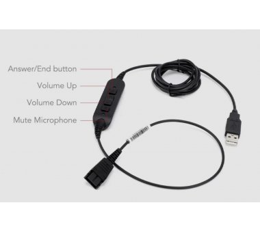 VT QD-USB Plug(02) USB-Adapterkabel mit Taste zum Annehmen / Beenden des Telefonats, Stummschaltung, Lautstärkeeinstellungen