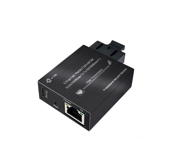 Microtype Gigabit RJ45 auf SC Glasfaser Konverter, Multimode, 850nm, bis 550m, mit USB-C Netzteil