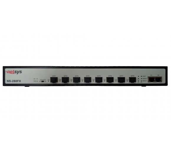 Netsys NS-280FX 8 x SFP Slots with 2 Gigabit unmanaged Ethernet switch as IP-DSLAM for VDSL2 SFP/G.fast SFP modules 