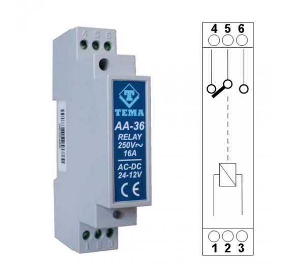 Tema AA-36 protected relay actuator DIN rail mounting