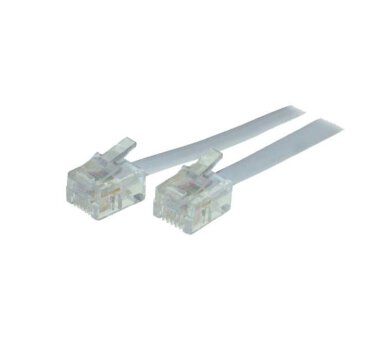3m RJ11/RJ11 white cable (6/4 plug, 1:1 connection)