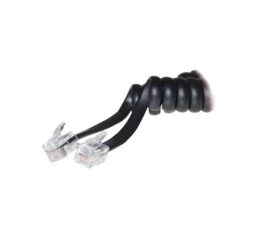 2m Hörerspiralkabel, schwarz (hochwertiges Hörerkabel mit...