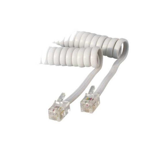 2m Handset coil cord, color white with high quality cable (Ideal for Wall Mount Telephone)