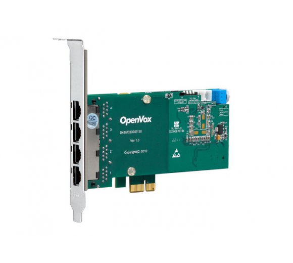 OpenVox D430E 4 Port T1/E1/J1 PRI PCI-E card (Advanced Version, Half-length with Low profile option)