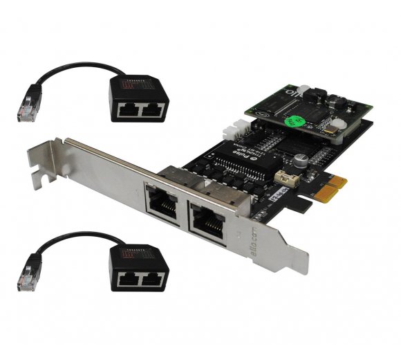 ALLO 4PRI E1/T1/J1 PCIe + LEC (3nd Gen) Octasic DSP Echo Cancellation 2 Port with 2 Y-Adapter Cable