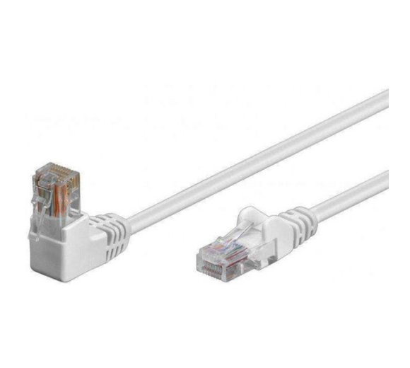 2m CAT6 S / FTP PIMF angled network plug to straight plug Patch cable white