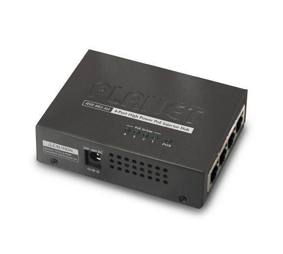 Planet HPOE-460 4-Port 802.3at PoE Gigabit Injektor Hub (120W External Power Adapter)