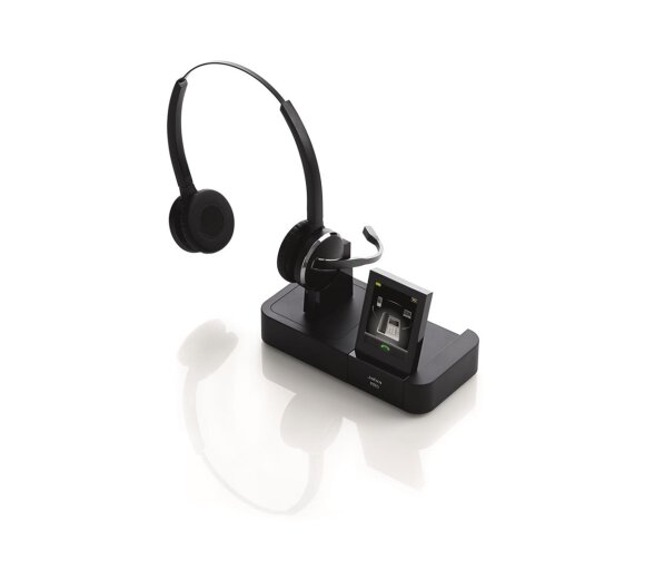 Jabra PRO 9465 Duo NC, binaural DECT-Headset-System USB + Bluetooth für Festnetztelefon, Mobiltelefon & PC mit Bluetooth und USB inkl. Farbdisplay und Touchscreen Wideband & Narrowband Kopfbügelmodell