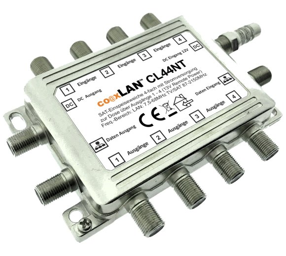 coaxLAN CL44NT Sat/Internet Verteilbaustein (koaxialen Dateneingang, kaskadierbar bis 32 Anschlüsse)