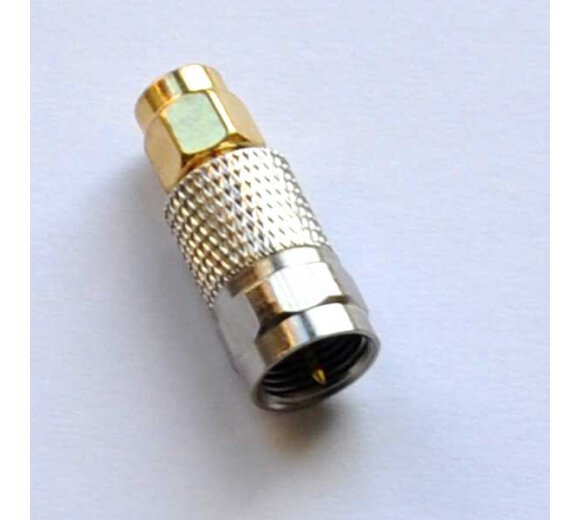 Adapter F connector / SMA connector, (male) with internal thread