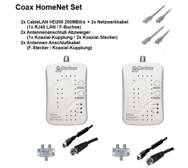 Corinex HD200 HomeNet Coax HD200 CableLAN Adapter (2x Adapter)