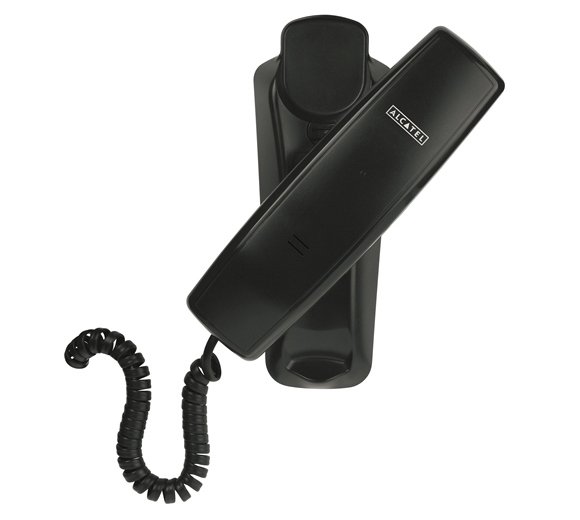 ALCATEL TEMPORIS 10 analog Telefon für Business (Schwarz, Wandmontagefähig)