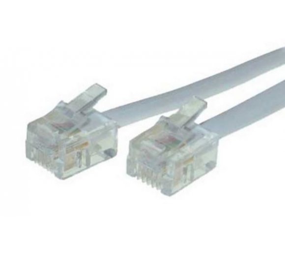 15m Telefon-Kabel weiß mit Western-Stecker mit RJ11 auf RJ11 Analog Steckern (6/4)