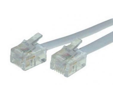 15m telephone cable white with Western plug 6/4
