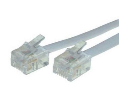 6m Telefon-Kabel wei฿ mit Western-Stecker mit RJ11 auf...
