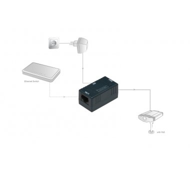 DIGITUS Professional Passiv PoE Wandbefestigungsdose für 1 Verbraucher 1xRJ45 LAN 1xDC 1xRJ45 PoE 10/100Mbit/s fuer 5,5mm Stromstecker