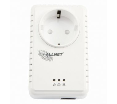 Allnet Powerline Schuko HomePlug AV 500MBit, ALL168255SINGLE mit Passtrough Steckdose